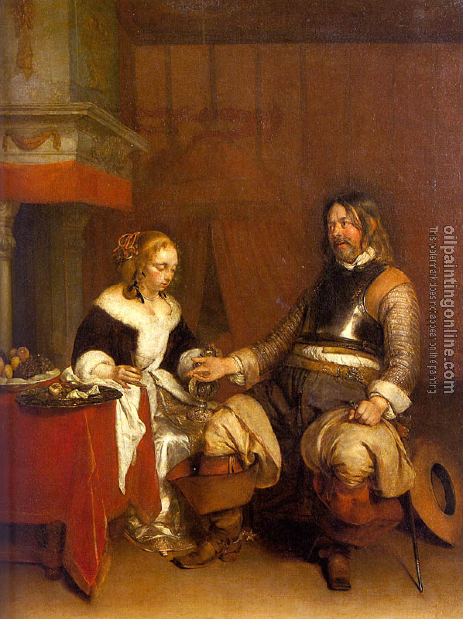 Borch, Gerard Ter - Soldier Offering a Young Woman Coins